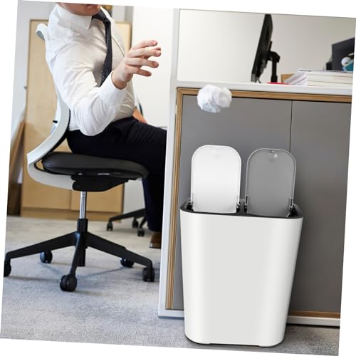 Caneca de basura rectangular con doble compartimento y tapa miniatura 5