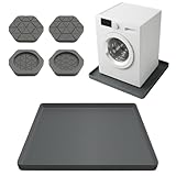 27' X 27' Washer Tray for Floor Protection, Washing Machine Drain Pan Silicone Mat with 4Pcs Anti Vibration Pads for Dryer, Washer, Refrigerator