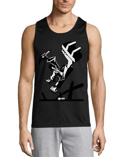 Camiseta sin mangas Anime 156 de algodón negro contra el sudor y el calor veraniego