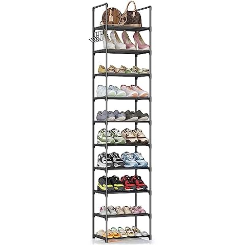 Denkee Narrow Shoe Rack With Hook Cover