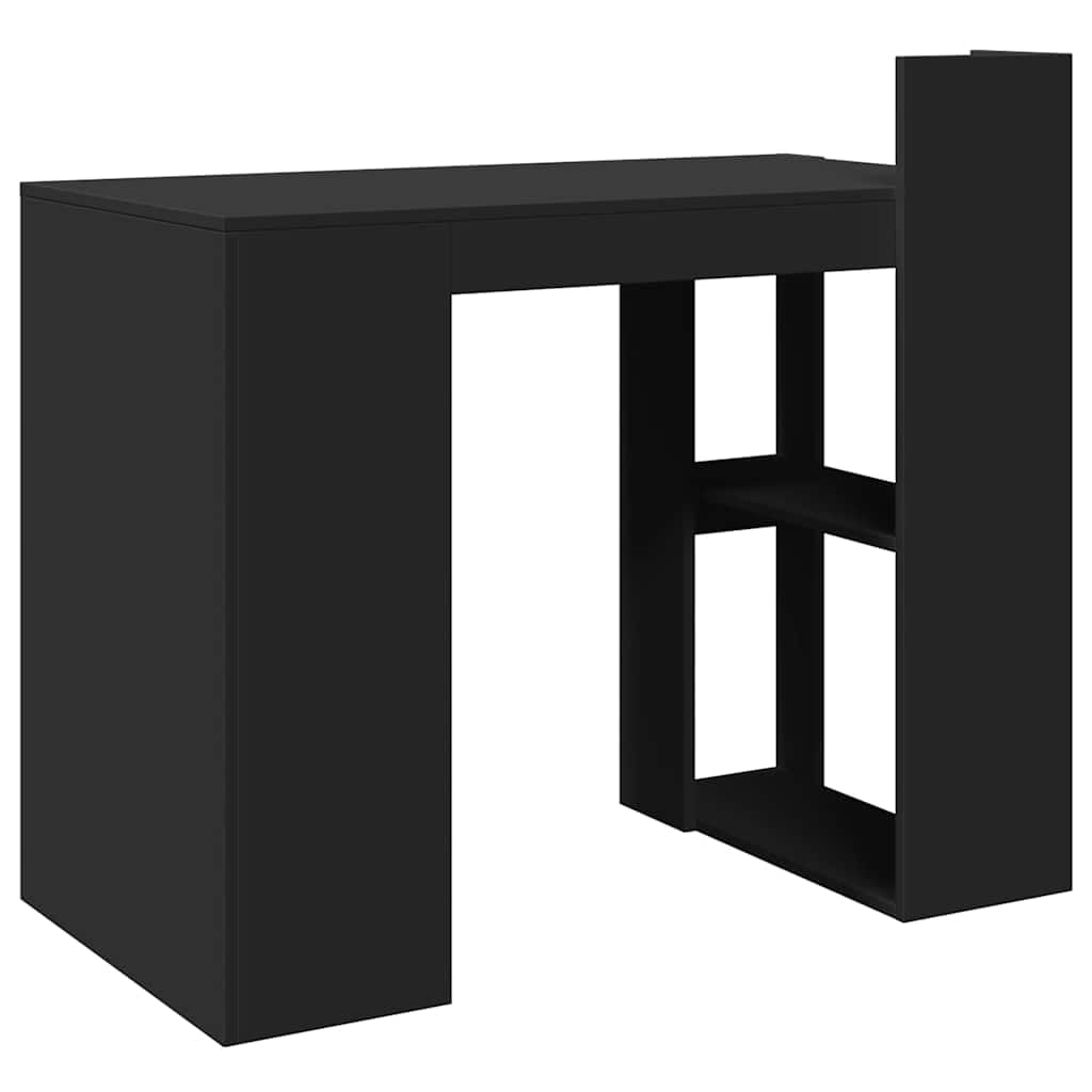 Scrivania nera in legno 103,5 x 56,5 x 94 cm, scrivania da ufficio con 2 ripiani e ripiano per laptop, monitor, stampante, home office, studio e camera dei ragazzi