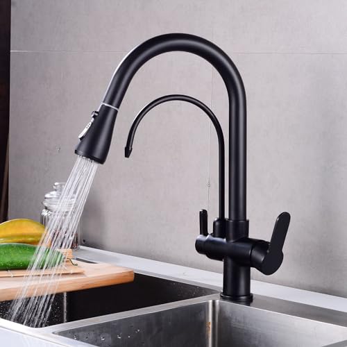 Robinet de cuisine noir 3 voies pour eau filtrée et confort au quotidien