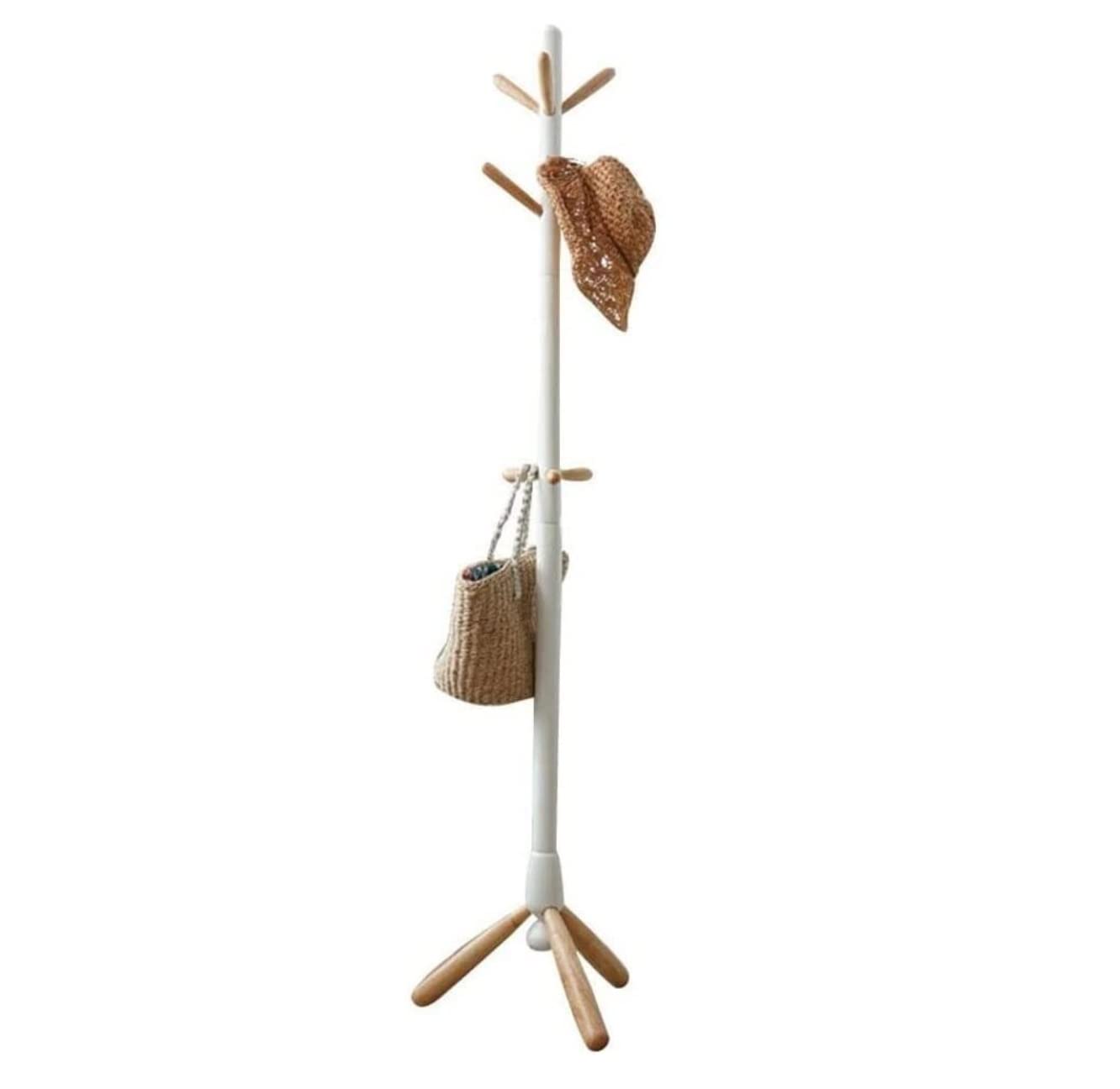 IWENZHKPA Coat Rack Wood Coat Rack Free Standing Tree Entryway Stand With Stable Base Easy Assemble Freestanding(A)