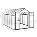 Gegaden Gewächshaus Aluminium für den Garten |Mit 8 cm dickeres Fundament| 361*238*210 cm | Vielseitig nutzbar als Treibhaus Gartenhaus Winterfest Aufzucht Tomatenhaus Frühbeet und Pflanzenhaus Grau