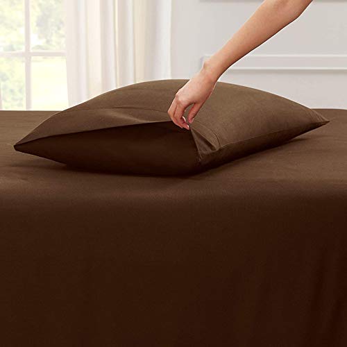 Image of YRM Bedding's Choco-Brown 600-TC Oraganic Cotton 4 Pcs King Size Bedsheet Fitted (72 inchx78 inch), Flat (102 inchx108 inch) and Pillow Cover (18 inchx28 inch) Feet for 4 inch and 8 inch Inch Mattress
