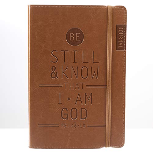 Christian Art Gifts Tan Faux Leather Journal | Be Still and Know
