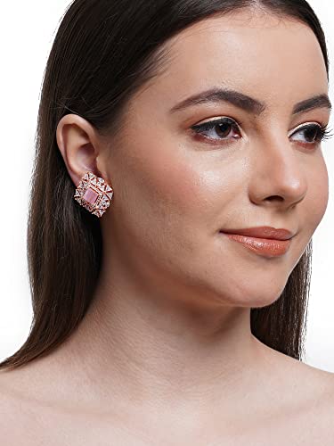 Karatcart American Diamond Studded Classic Stud Earrings for Women - Image 2