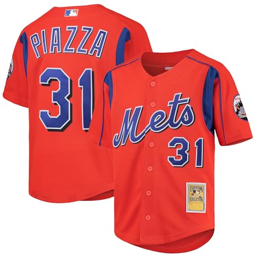 Mike Piazza New York Mets 31 MLB Kids Youth 4-20 Orange Cooperstown Player Jersey - Size 10-12