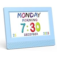 Kids Digital Alarm Clock Colorful, 7\" Large LED Time Display Children's Sleep Trainer, Eye-Caring Digital Clock for Girls Boys Bedrooms Bedside, 17 Alarm Clock Settings Easy to Use Kids Birthday Gift