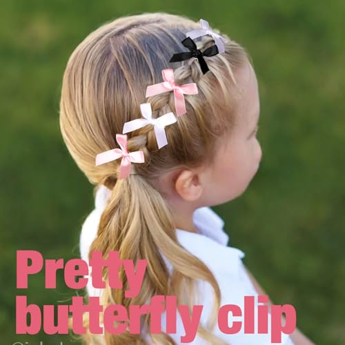 Pinzas para cabello, set de 30 moños rosa, negro y blanco miniatura 7