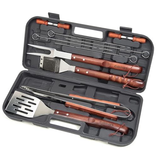 Cuisinart Juego de 20 piezas de acero inoxidable para barbacoa | Utensilios y Accesorios: espátula, pinzas, tenedor a temperatura y más | Ideal para barbacoas y barbacoas (13 unidades)