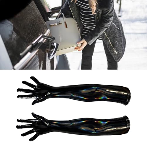Guantes largos de PU para mujer que solucionan el ajuste holgado en brazos delgados 3