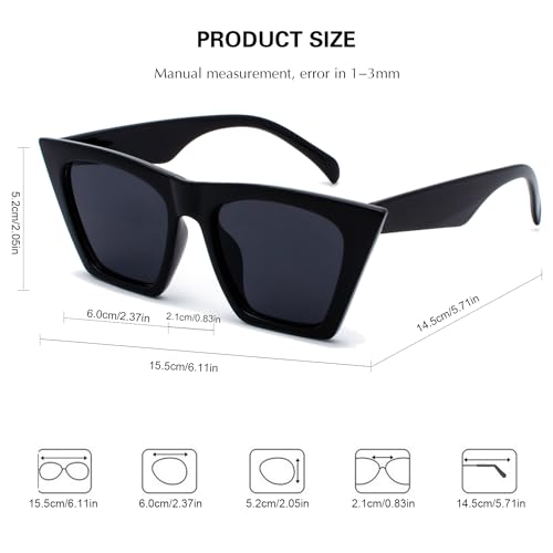2 Pack Vintage Oversized Cateye Sunglasses for Womens Mens，UV400 Protection, Fashion Eyewear for Women Men Sunnies4
