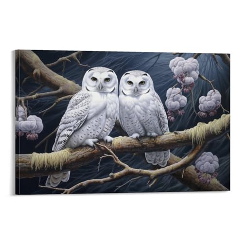 Impression sur toile hibou de qualité premium avec cadre robuste pour art mural