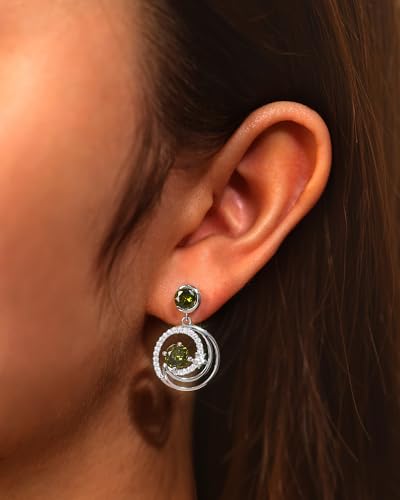 FANCIME Dangle Drop Earrings 925 Sterling Silver Moon Star Round Gemstone Birthstone Jewelry Birthday Christmas Gifts for Her Women3