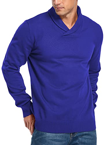 NITAGUT Men's Casual Knitted Shawl Collar Pullover Sweater
