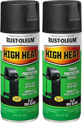 Rust-Oleum 7778830 High Heat Spray Paint, 12 Ounce, Bar-B-Que Black, 12 Fl Oz (Pack of 2)