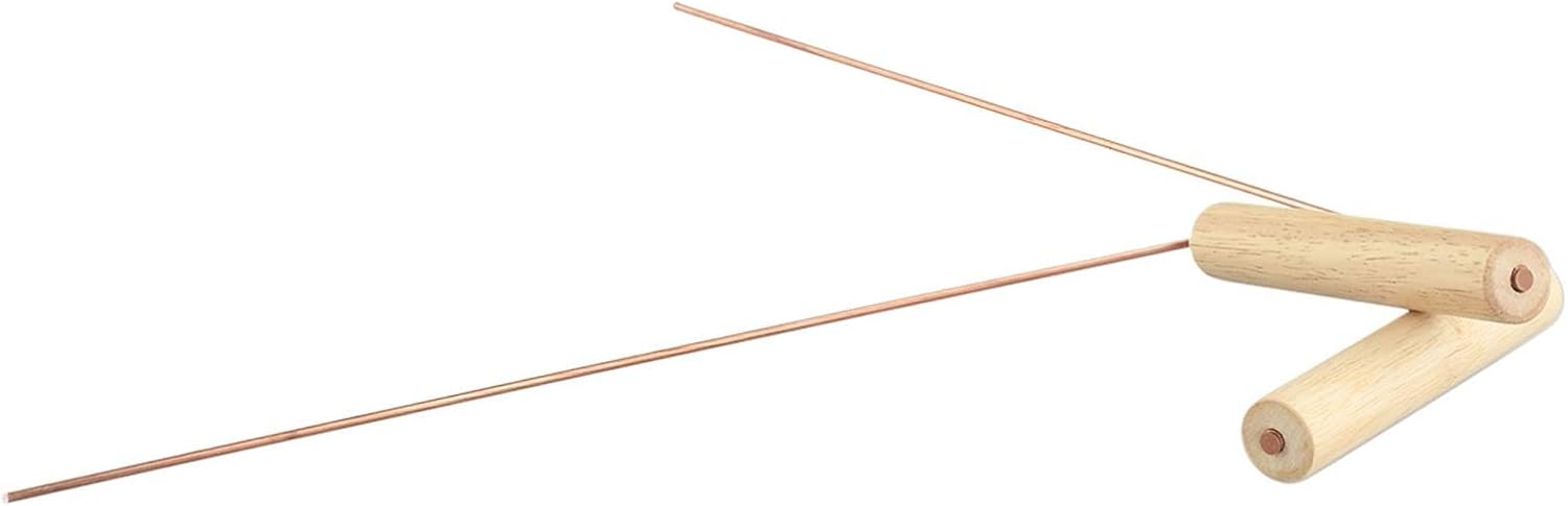 99.9% Pure Copper Dowsing Rods with Wooden Handles, Metal Detector Rods for Water Divining, Mineral Detection, Grounding Witching Tools, 2 Pack