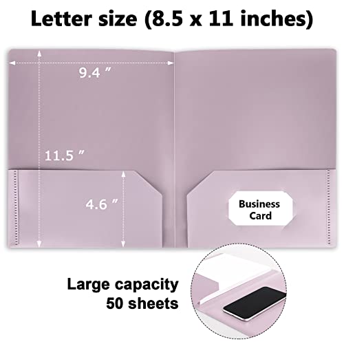 Habgp 6 Pack Colored File Folders With Pockets And Business Card Holder, Pastel Decorative Pocket Folders For Documents, Cute Plastic Folders For Filing Cabinet, School, Office, Resume Portfolio #TOP1