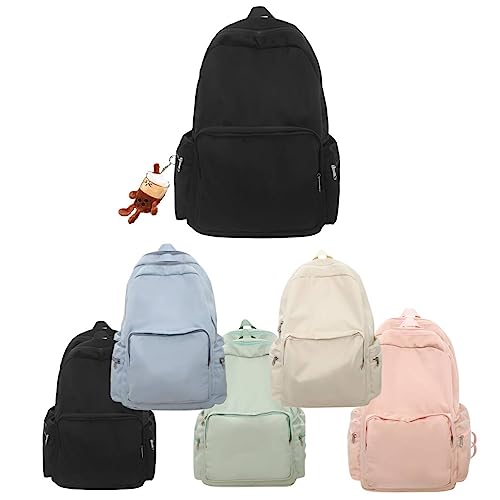 Kawaii Backpack with Cute Accessory Stylish Large Capacity Casual Daily (Black)