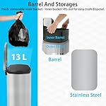 BestMassage 13 Gallon (50L) Stainless Steel Trash Can with Lid, Removable Inner Bucket, Foot Pedal, Soft Close for Home, Kitchen, Office - Image 4