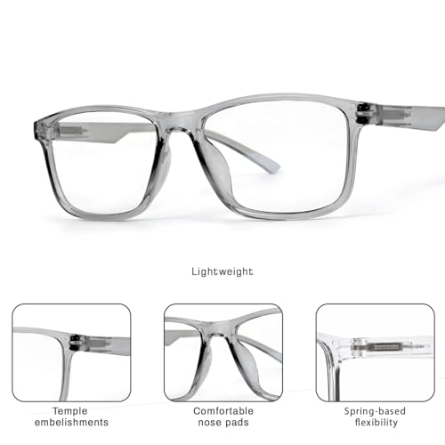 Image of UV Protection Glasses Blue Cut Blocking Harmful Rays Glasses for Men & Women Zero Power Computer Specs Eye Protection Lightweight Frame with Case & Cleaning Cloth