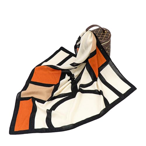 Women's Breathable Scarf, Velvet-like texture & Bio-Fabric Technology, 3D layered printing,Classic Geometry, 70x70cm All-Season Accessory for Office/Date/Home