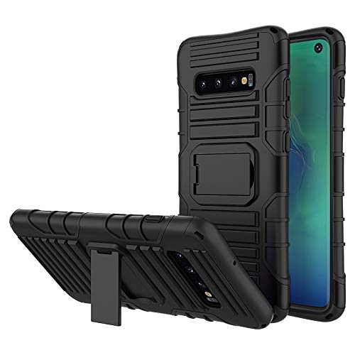 Samsung Galaxy S10 Case With Cross Body Strap And Stand, 2 In 1 Shockproof Hybrid Hard Pc & Soft Rubber, Crossbody Lanyard Perfect For Go Outside And Kid Elderly,Black #TOP6
