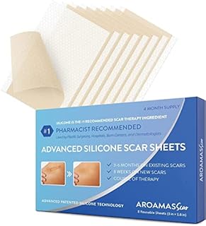 Aroamas Professional Silicone Scar Sheets, Soften and Flattens Scars Resulting from Surgery, Injury, Burns, C-Section and More, Soft Silicone Scar Strips [3