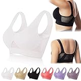 Poouty Breathable Cool Liftup Air Bras for Women, 2024 New Cooling Mesh Bra Wireless Sports Bras for Women (US, Alpha, XX-Large, Regular, Regular, White)