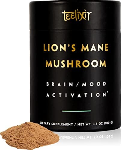 Teelixir Lions Mane Mushroom Supplement – Memory & Focus Nootropic for Brain Health – Immune System Booster to Fix Brain Fog, Improve Clarity, Mood & Sleep – Organic Dual Extract Powder 3.5 oz (100 g)