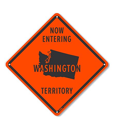 Panneau Washington Territory orange en alu pour déco garage et loft US