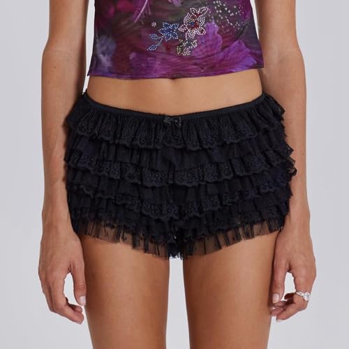 Short chaud femme plage taille basse volants et slip intégré - 2