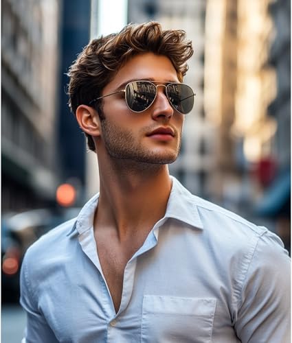 Image of Cyxus Aviator Sunglasses for Men Polarized UV400 Protection 1489 | Anti Glare,Davos Style,Military Pilot Sunglasses,Ideal for Driving Hiking Travel Outdoor Activities