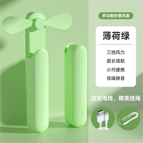 Mini ventilateur portable rechargeable USB silencieux extensible vert