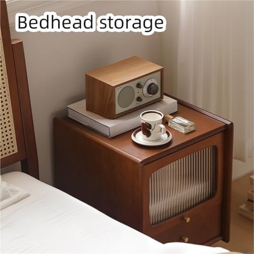 Mid-Century Modern Nightstand - Real Oak Wooden Bedside Table with Storage - Stylish End Table & Coffee Table for Bedroom, Living Room - Durable, Versatile Design