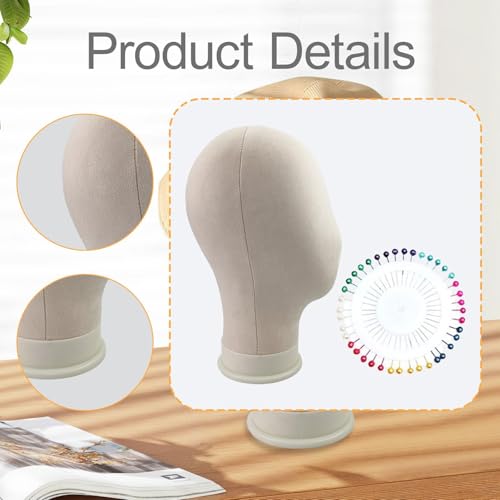 Tête de mannequin daim blanc 22 pouces avec base stable fixe