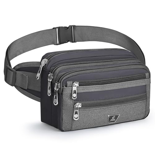 Xoolkly Bum Bag Waist Fanny Pack 7 Zip Pockets Bumbags for Men Women Waist Bag with Adjustable Belt for Sport Running Cycling Camping Hiking Travel