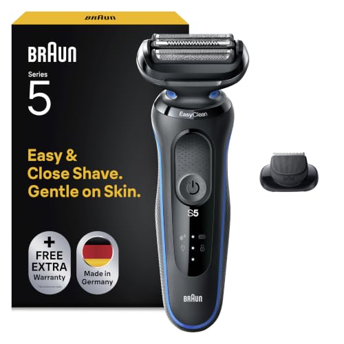 Braun Series 5 Afeitadora Eléctrica Hombre, Máquina de afeitar Barba con Recortadora de Precisión EasyClick, 51-B1200s, Azul