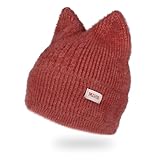 tonxx cappello lavorato a maglia in tinta unita cappello a cuffia con orecchie di gatto cappello casual per ragazza carina copricapo sciatto