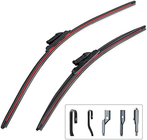Windshield Wiper Blades 26"+26" Water Repellency 1 for 5 Combo Pack for Ford Toyota Honda GMC Sierra Front Blades for Hook Top Pinch Lock OEM all Season Replacement Veceleri