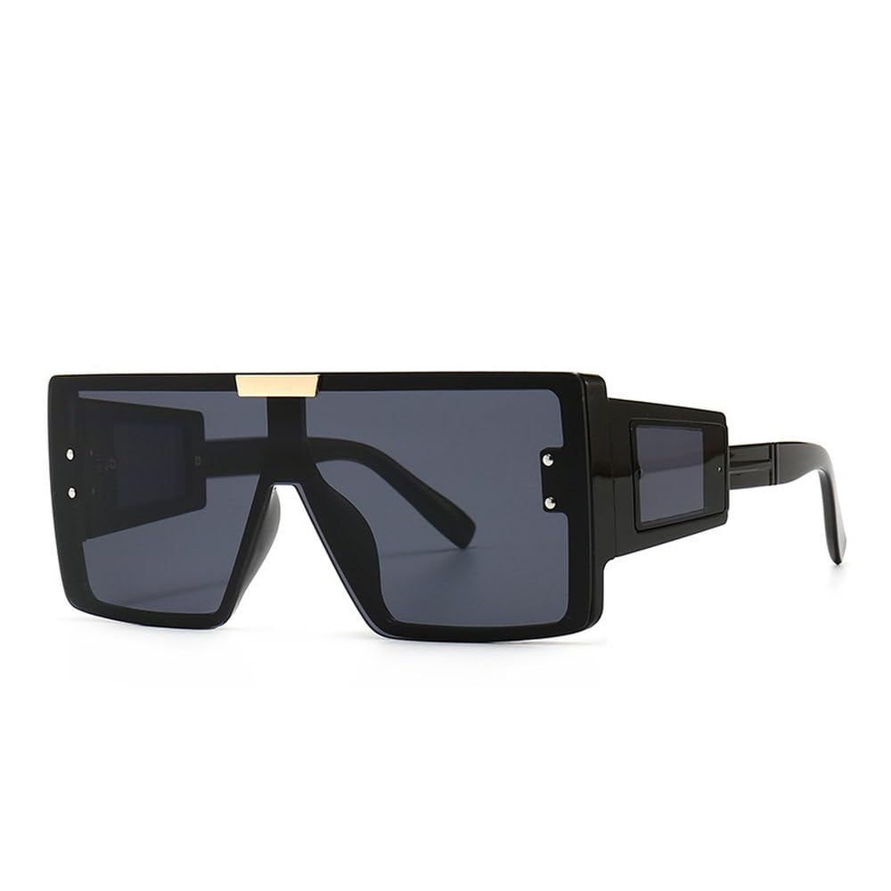 XYXZYX Visor Sunglasses Women Men Oversized Windproof Punk Glasses Big Frame Goggles Shades Sport UV400(Black)