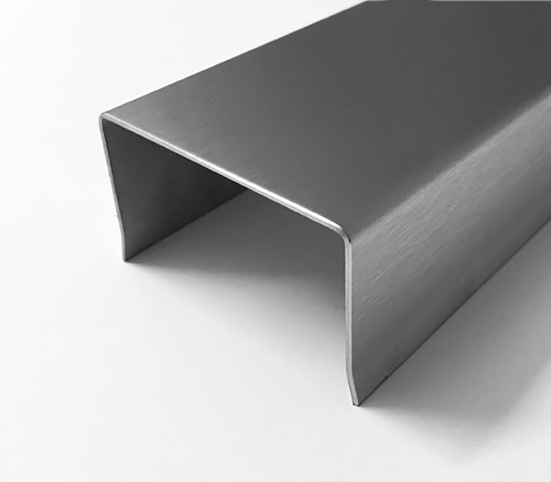 Edelstahl Zaun Abdeckprofil U-Profil Innen 40 mm 1.4301 Gebürstet Korn 320, 1,0mm (1800 mm)