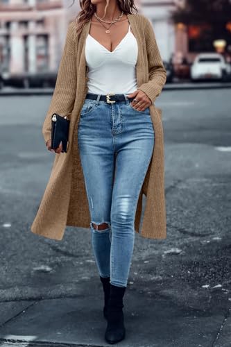 Image of Danedvi Long Cardigan Sweaters Women Trendy Open Front Coat with Pockets