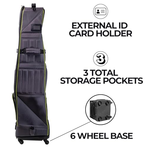 Izzo Golf Travel Bag - Golf Club Travel Cover Case, High Roller (Grey/Lime)