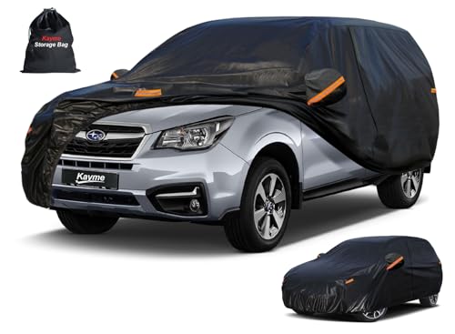 Image of Kayme 7 Layers SUV Car Cover Custom Fit for Subaru Forester (1997-2025) Waterproof All Weather for Automobiles,Outdoor Full Cover Rain Sun UV Protection.Black