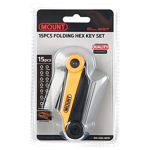 Mount 15Pcs Folding Hex Key Set, Professional Fold Allen Torx Star Key Wrenches With Bottle Opener, Cr-V Steel, Portable Driver Tool Kit For Home Maintenance, Metric And Torx Size (Up To 6Mm) #TOP6