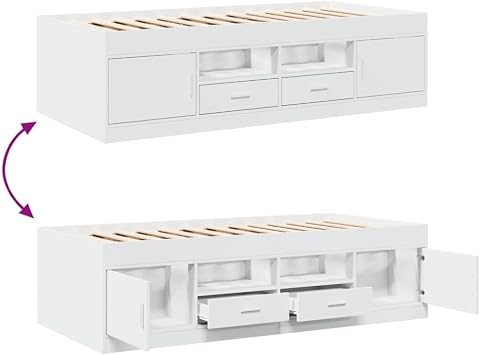 vidaXL Daybed with Drawers without Mattress White 75x190 cm Small Single