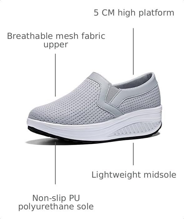 Image of L LOUBIT Women Wedge Shoes Breathable Mesh Sneakers Slip On Comfort Walking Shoes