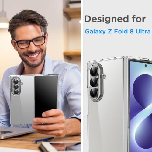 Image of TechTrendz for Samsung Galaxy Z Fold 8 Ultra Case Slim Fit Anti Yellowing Lightweight Crystal Clear Hard PC Bumper Protective Shockproof Back Cover for Samsung Galaxy Z Fold 8 Ultra -Transparent